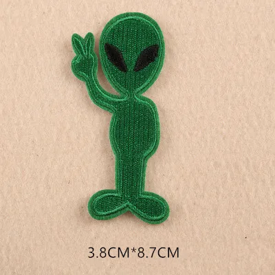 1pcs Space Universe UFO parches Embroidered Iron on Patches for Clothing DIY Motif Stripes Clothes Stickers The aliens Badges - Цвет: ZU03-18