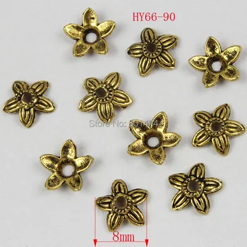 

300pcs 66-90 fit 8mm beads tibetan Antique StyleTone Small Flower antique gold plated spacer beads caps