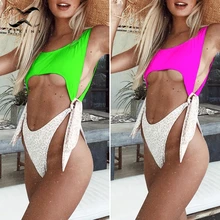 Bikinx Neon green бикини mujer купальники сексуальные боди монокини с высоким вырезом Купальники Женские бандо купальник женский купальный костюм