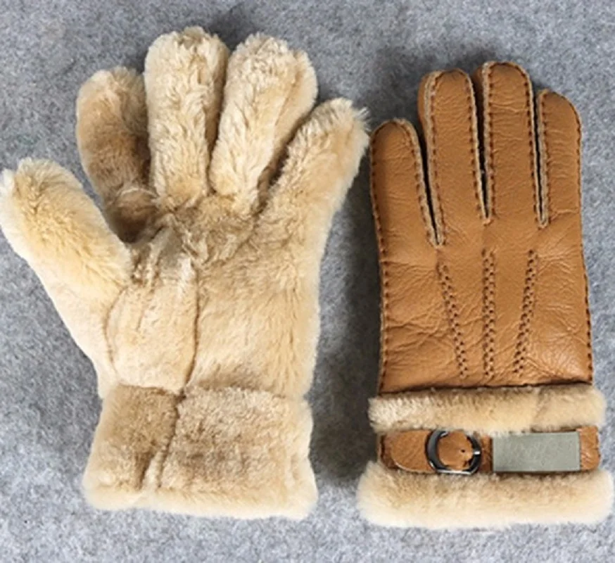 Зимние перчатки мужские из овчины с затягивающимся запястьем|fur gloves|gloves for menfashion