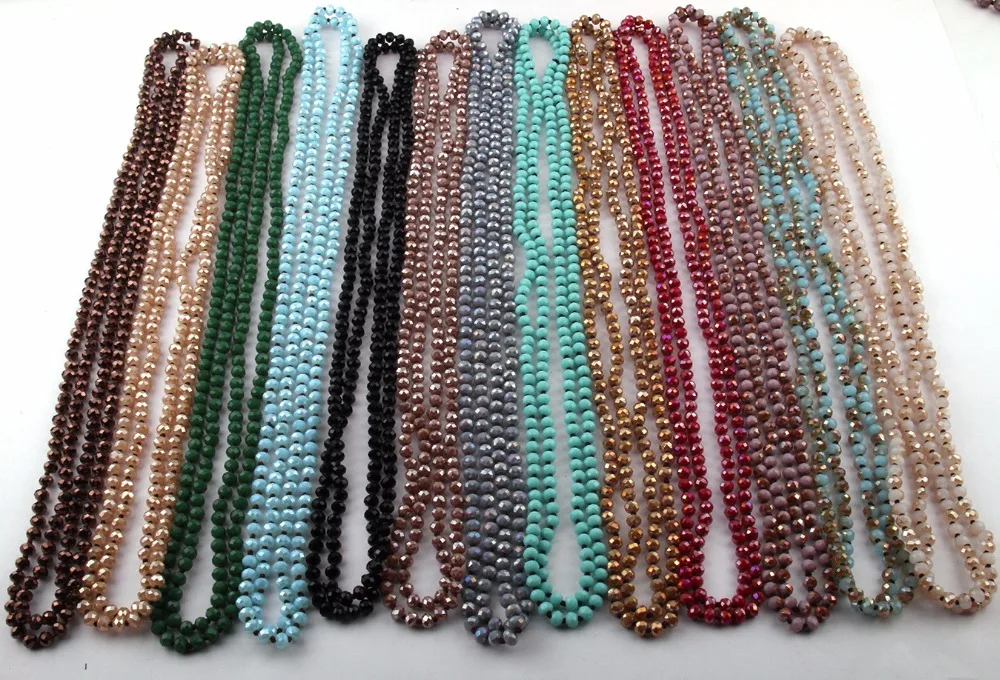 Модные богемные этнические ювелирные изделия 6 мм с длинным узлом|crystal necklace|fashion
