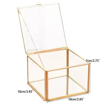 

Vintage Decorative Jewelry Chest Geometric Terrarium Window Box Mirror Jewelry Storage Box Eternal Flower Decoration Box Crafts