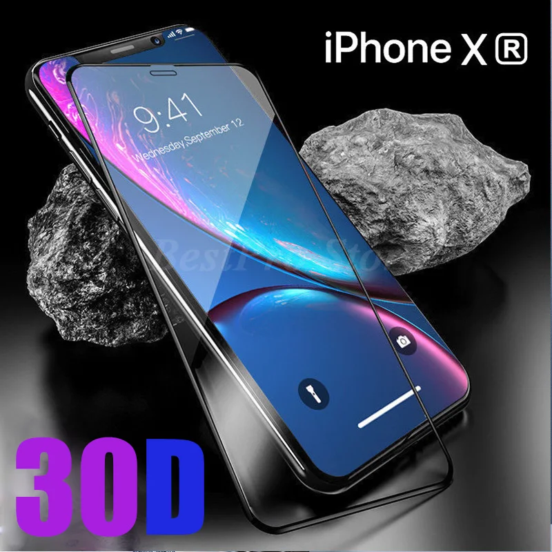 Новое 30D полное покрытие стекло для iPhone X XS 8 7 6 6S Plus точное отверстие XR Max