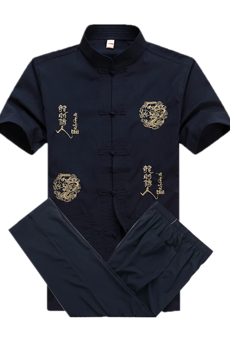 Традиционные мужские китайские Топы Рубашки в восточном стиле Мужская одежда для мужчин Чонсам брюки Тан Костюм Стенд воротник рубашка Мужской Винтаж