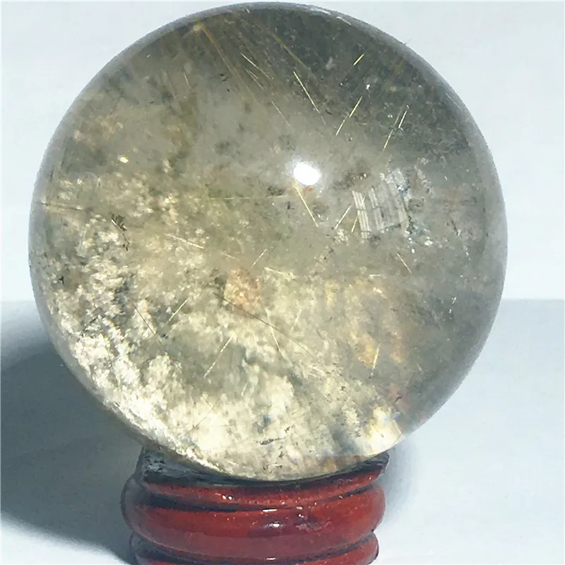 

Natural Golden hair crystal Quartz Crystal Sphere Ball Stones and decorations Reiki healing