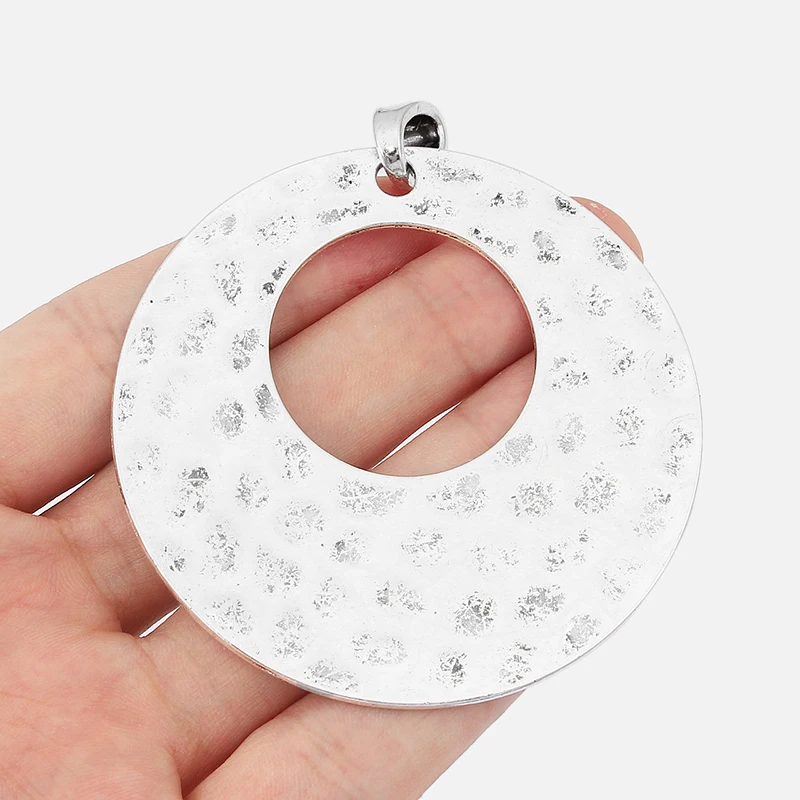1pcs Large Annulus Hammered Round Charms Pendants DIY Jewellery Making