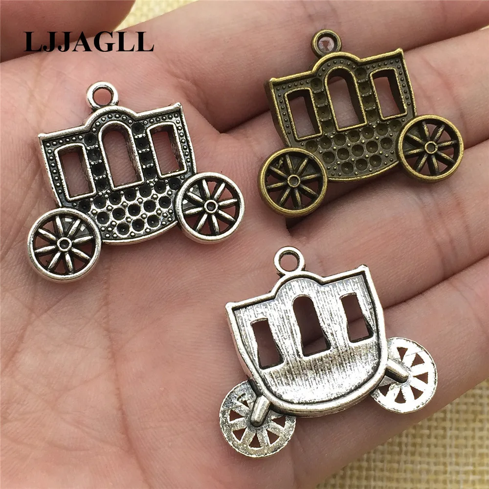 LJJAGLL 5pcs 31*26mm Metal Alloy Carriage Pendants Car Charm Jewelry