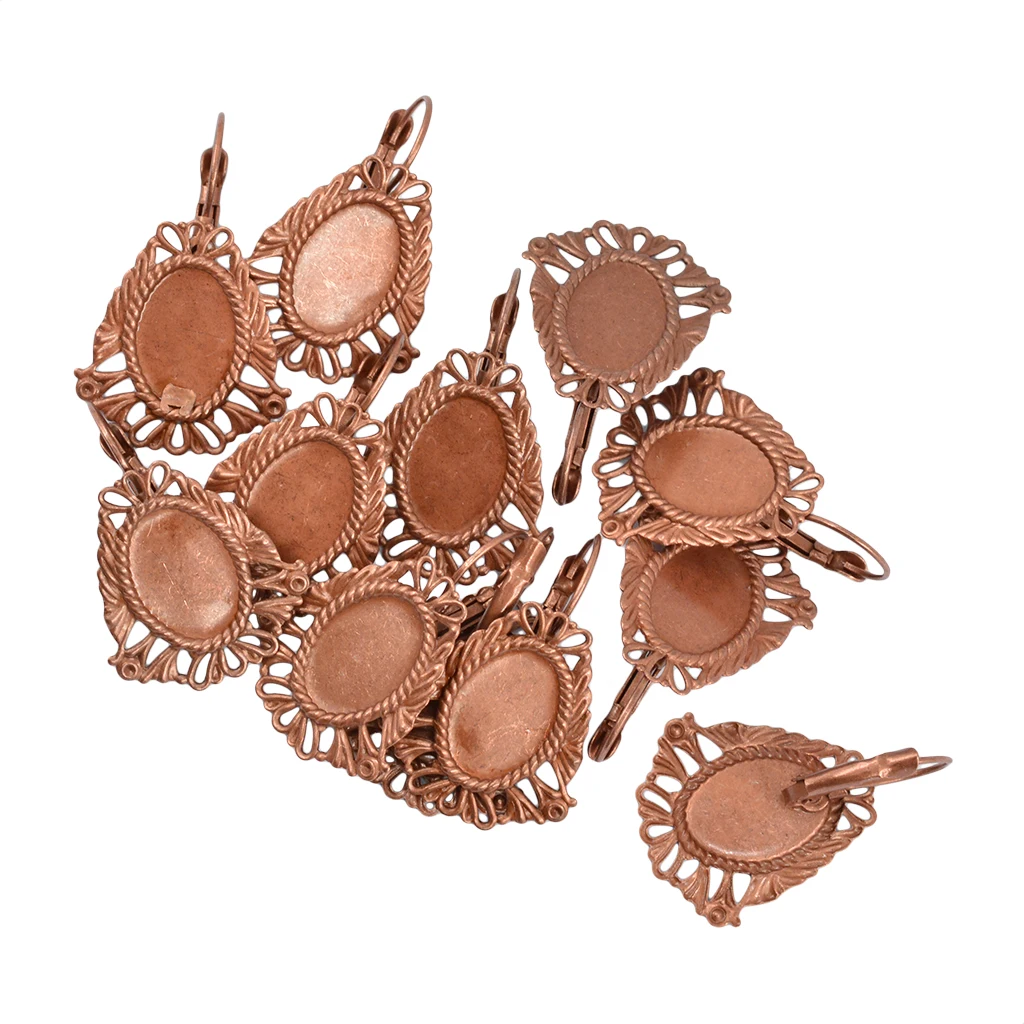 12 Pieces/Lot DIY Earring Wire Hook Blank Oval Filigree Flower 11x 16 mm Oval Cabochon DIY Jewelry Findings