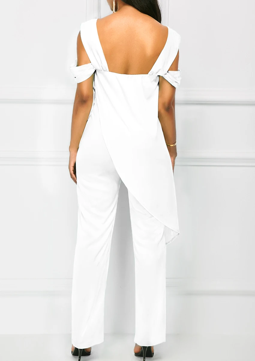 2019 Summer Women Casual Strap Open Back Overlay Jumpsuit Fashion Cold Shoulder Straight Leg Jumpsuit Plus Size Jumpsuits 2019 Summer Women Casual Strap Open Back Overlay Jumpsuit Fashion Cold Shoulder Straight Leg Jumpsuit Plus Size Jumpsuits