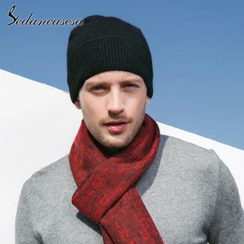 

Sedancasesa Classic Black Knitted Male Cap Head Warmer Winter Man Hats Wool Soft Skullies Beanies for Men 2020 New Fashion