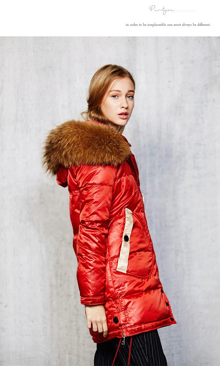 Women Winter Down Jacket Long Thick Coat Real Fur Collar Padded Down Coats Women Bright Outw (20)
