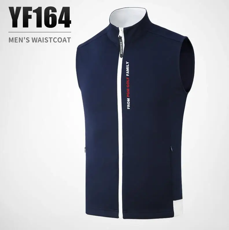 PGM гольф-куртка без рукавов жилет Для мужчин зимние и осенние теплые на молнии жилетка для гольфа ветрозащитная куртка Мужской топы жилетка для гольфа M-2XL - Цвет: Синий
