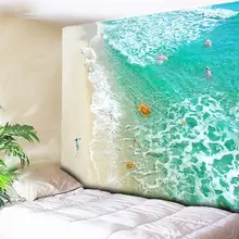 Hippie Tapestry Wall Hanging Jade Green Sea Wave Home Decor Psychedelic Tapestry Penguin Turtle Beach Decorative Wall Carpet New wall hanging art decor sea wave print tapestry