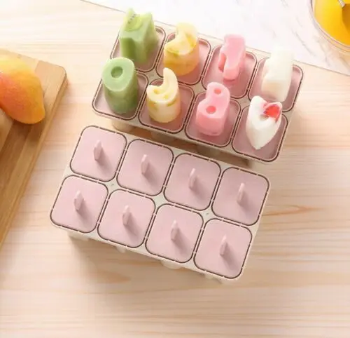 

UK 8 Cell Silicone Frozen Ice Cream Mold Juice Popsicle Maker Lolly Pop Mould