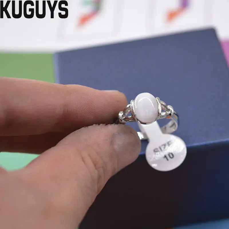 Кольца KUGUYS 6 #7 #8 #9 #10 # из натурального лунный камня для женщин модные украшения