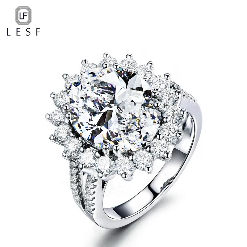 

LESF New product Trendy 925 Sterling Silver 5 ct Wedding Ring For Women Zircon Princess Engagement Band Trendy Jewelry