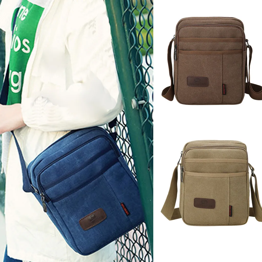 

Unisex Bags Fashion Neutral Canvas Solid Color Outdoor Shoulder Sports Messenger bag for men women bolsa masculina sac femme