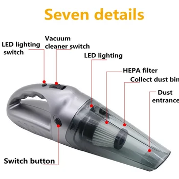 

2019 New Wireless Car Vacuum Cleaner 120W 4000Pa Dry & Wet Dual Use High Power Hepa Filter Vehicle Auto Electric Cleaning Tool