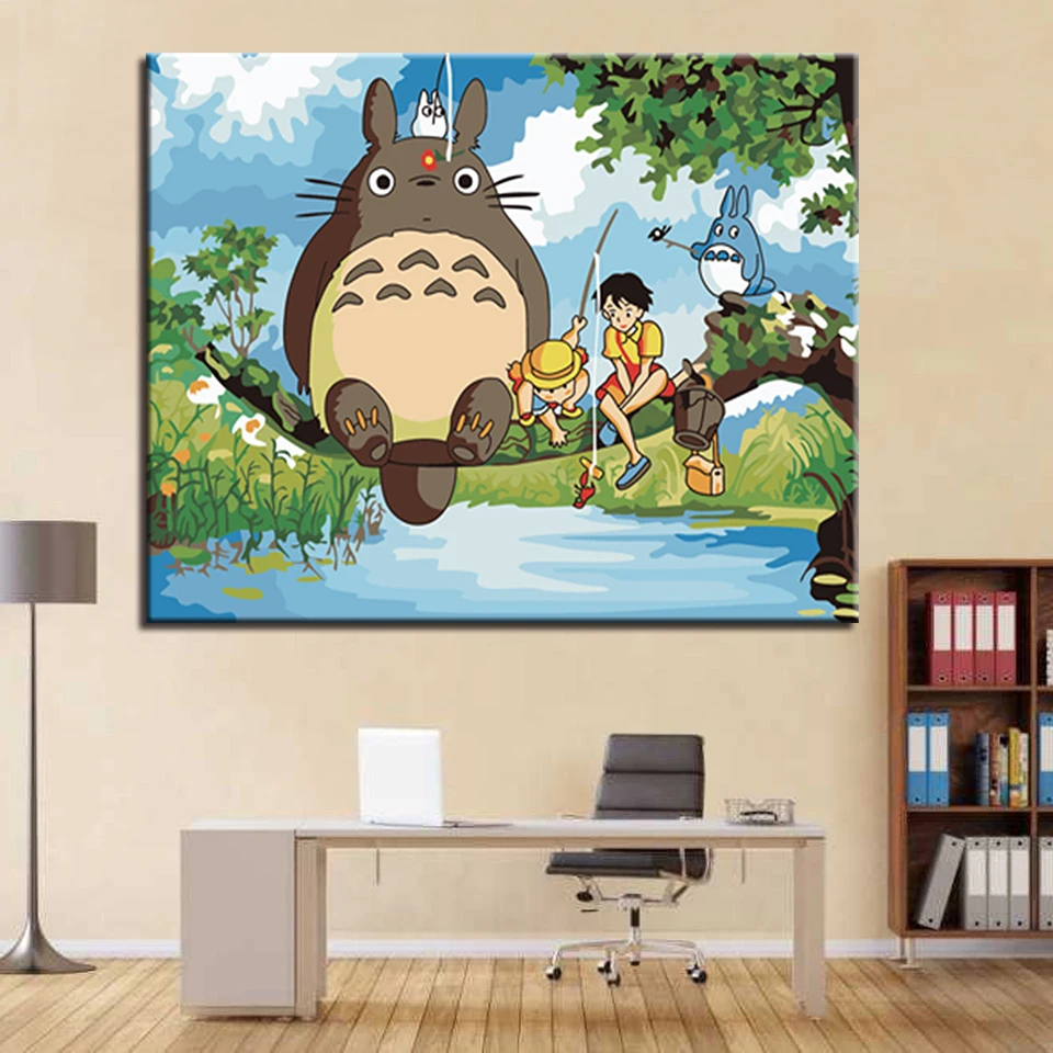 Oil-Painting-By-Numbers-DIY-Coloring-My-Neighbor-Totoro-Pictures-On-Canvas-For-Living-Room-Wall (1)