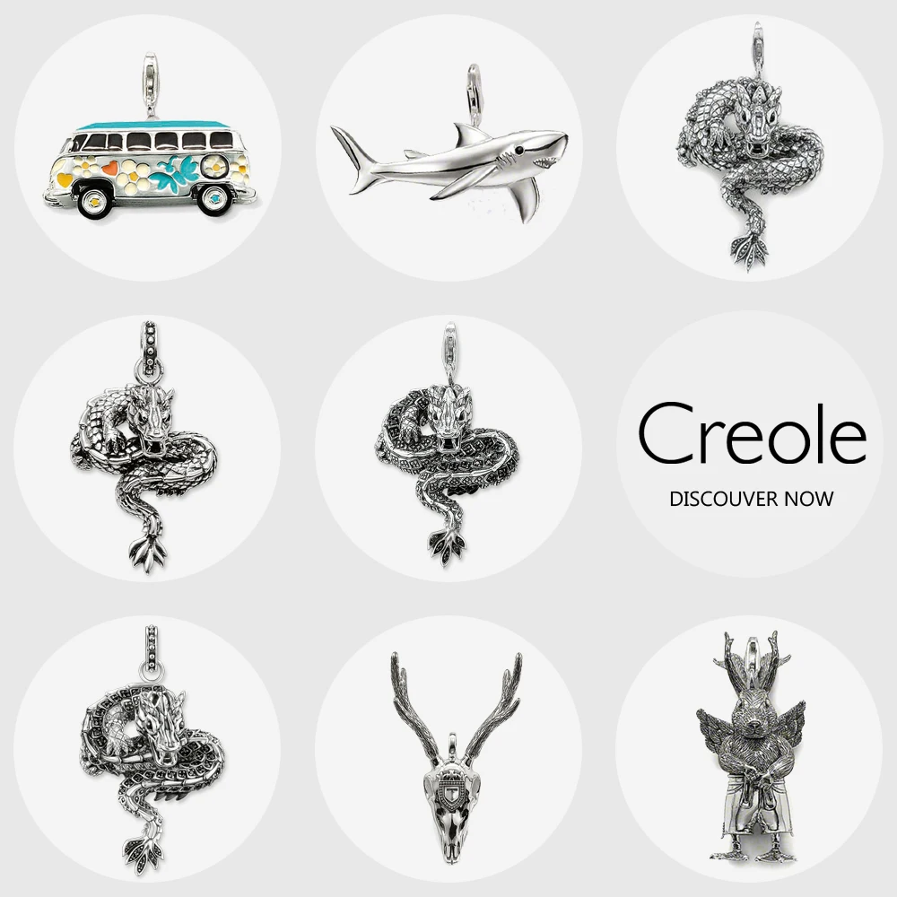 Bus Di Squalo Drago Corna Di Cervo Strano Coniglio Pendente Della Collana, 2019 Rebel Strada Dei Monili 925 Sterling Silver Trendy Regalo