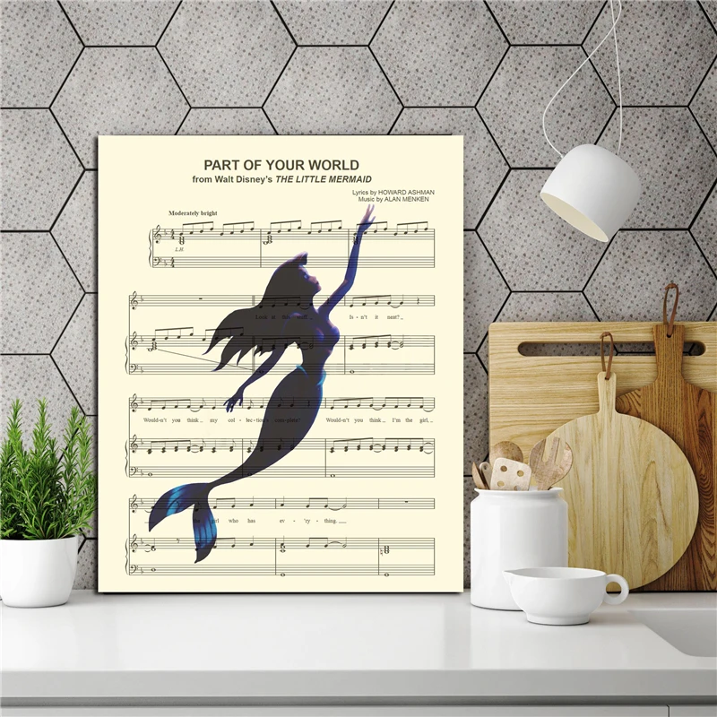 

Little Mermaid Silhouette Canvas Posters Prints Abstract Wall Art Painting Decorative Picture Modern Home Decoration Accessories