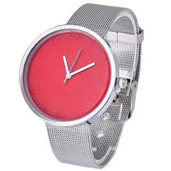 

women fashion Digital dial metal quartz Wrist Watch Red
