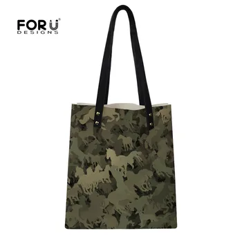 

FORUDESIGNS Horse Leather Top-handle Bag For Women Fashion Camouflage Printing Large Shoulder Bags Girls Casual Travel Totes New
