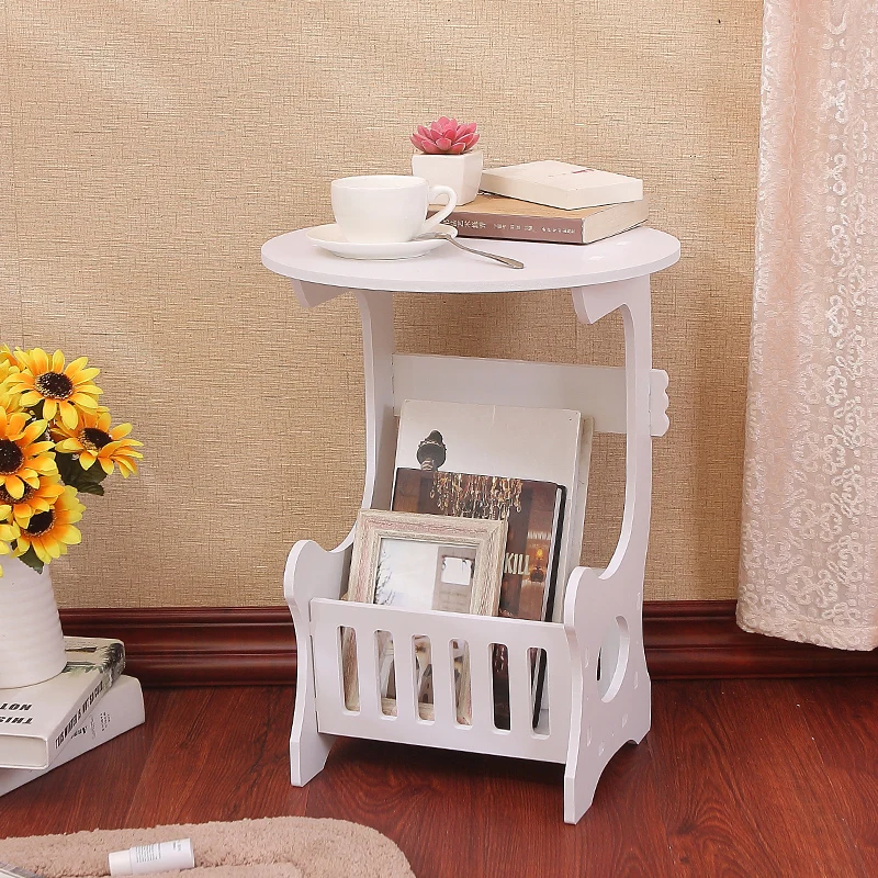 European Style Wood-Plastic Round Coffee Table Multifunction Modern Coffee Table Installation& Waterpoof Storage Rack