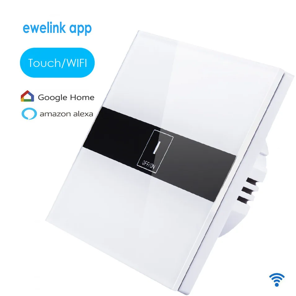 EU Standard eWelink app 1 Gang 1 way Wifi Control Switch via Android IOS,Wireless Control Light Touch Wall Switch for Smart Home