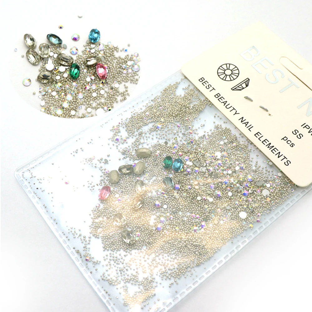 

Nails Crystal Diamonds Pixie Metal Beads Nails Art Decorations Caviar DIY Tool Nail Studs Accessories 6g with Hangable label