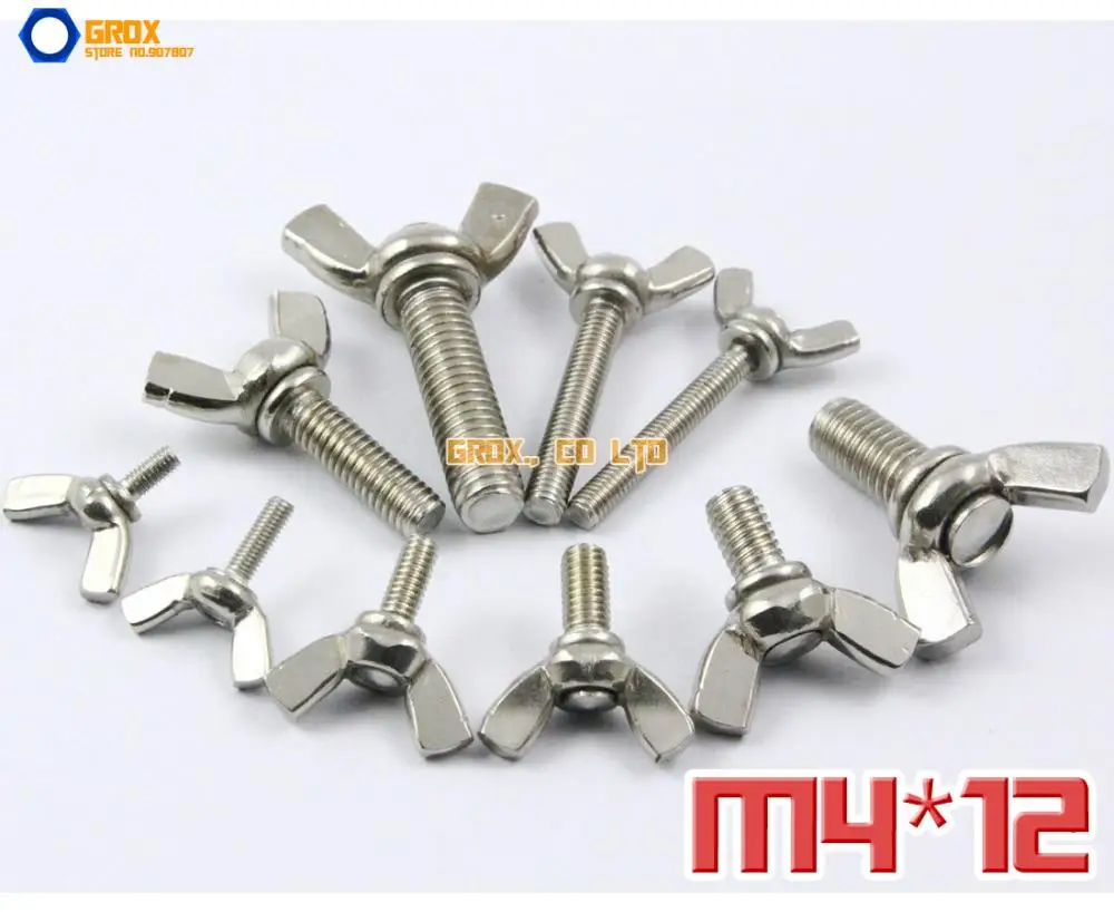 

20 Pieces M4 x 12mm 304 Stainless Steel Wing Bolt Butterfly Screw Bolt