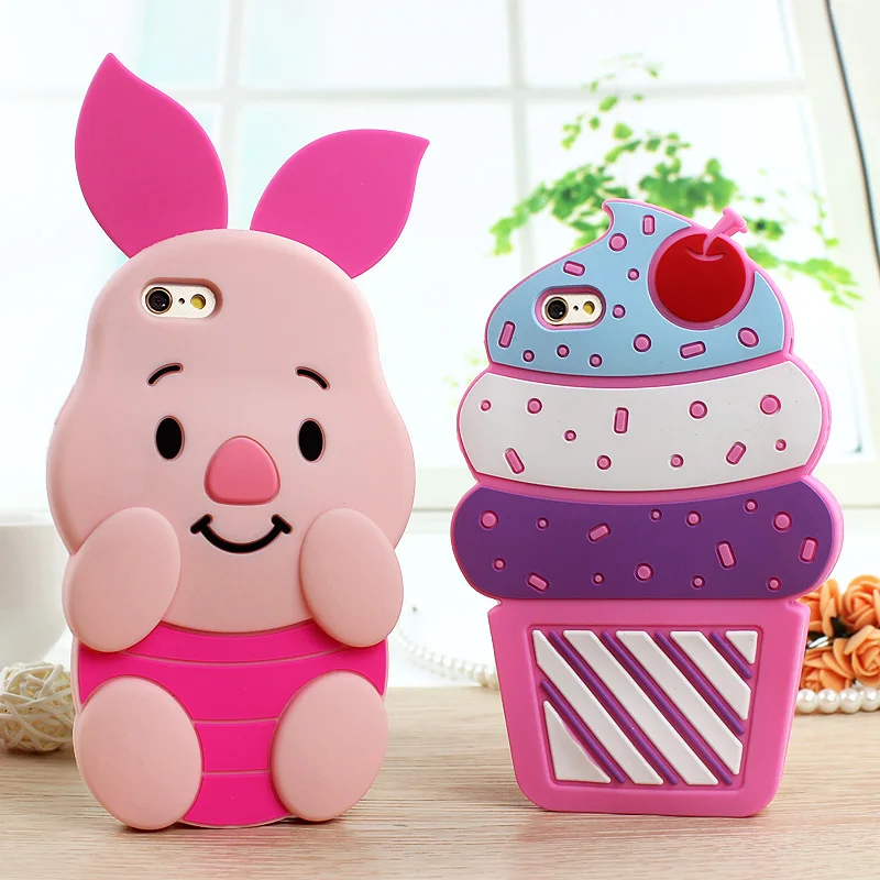 Cute Candy Colors Colorful 3D Soft Case Cover For Iphone 6 6S Capa Pig Ice Cream Cartoon Shell For Iphone 6 6s Plus SE 5 5s Bag