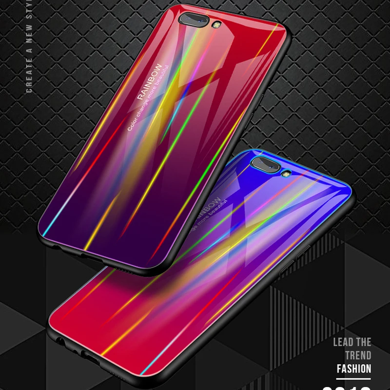 Чехол из закаленного стекла с лазерным блеском для huawei Honor 10 V10 Play чехол