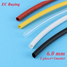 1m /pcs 6mm Heat Shrink Tubing Wire Wrap Heat-Shrink Tube 2:1 Thermo Jacket Insulation Matierial Black White Yellow Clear Red
