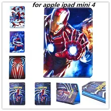 

2015 New hot Cartoon Super man case Book Flip pu leather Case Protective cover For apple ipad mini 4 mini4 retaina With Stand