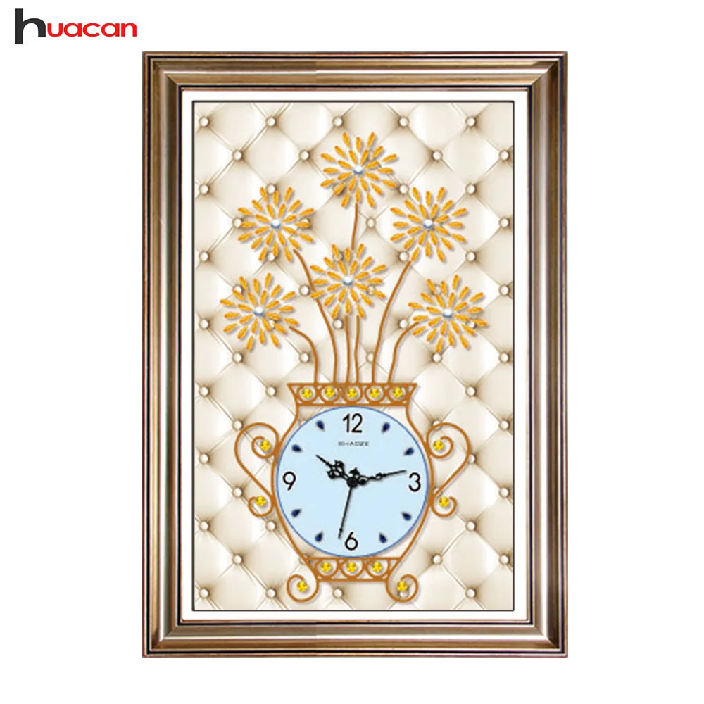 

Huacan Diamond Painting Special Shape Clock Handmade Cross Stitch Diamond Embroidery Rhinestone Craft Kits Needlework Wall Decor