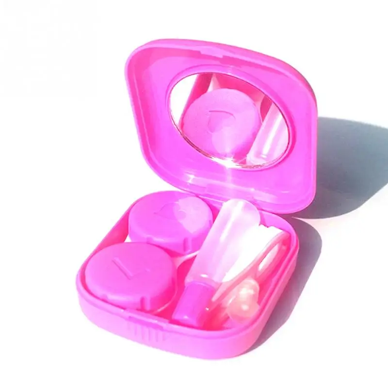 Портативный набор мини-коробок для контактных линз с коробкой Пинцет палочка для жидких Бутылок винт-Топ чехол для контактных линз аксессуары для очков#05 - Цвет: Rose