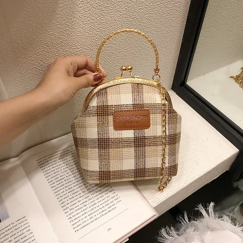 

Female Crossbody Shell Tote Bag For Women 2019 Quality Wool Luxury Handbag Designer Sac Main Ladies Plaid Shoulder Messenger Bag