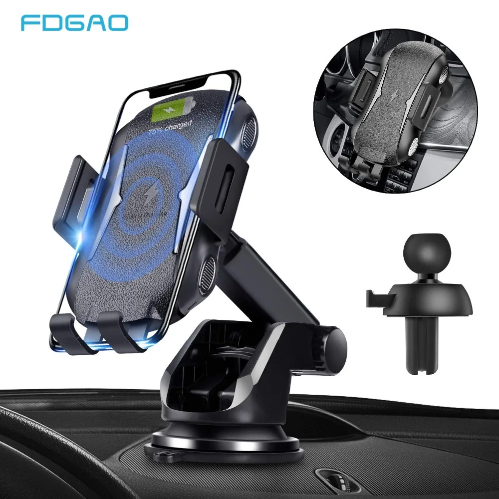 Automatic Clamping Fast Wireless Car Charger Mount 10W Qi Quick Charge Phone Holder Air Vent for iPhone XS XR X 8 Samsung S10 S9