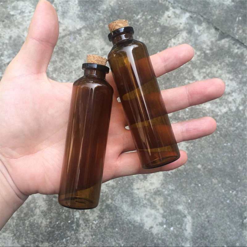 2ml 5ml 10ml 50ml Amber Glass Vials with Cork Empty Small Brown Tiny Glass Jars Mini Glass Bottles Vials Jars Containers 100pcs 4
