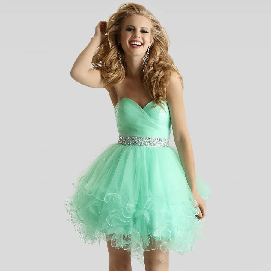 Short Mint Green Homecoming Dresses Ball Gown 2016 Cheap Sexy Backless ...