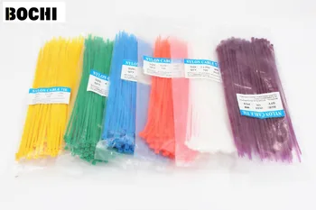 

Free shipping 100Pcs width3.6mm 4*250mm Self-Locking White BlACK Red Blue Yellow acidproof Nylon Wire Cable Zip Ties.cable ties