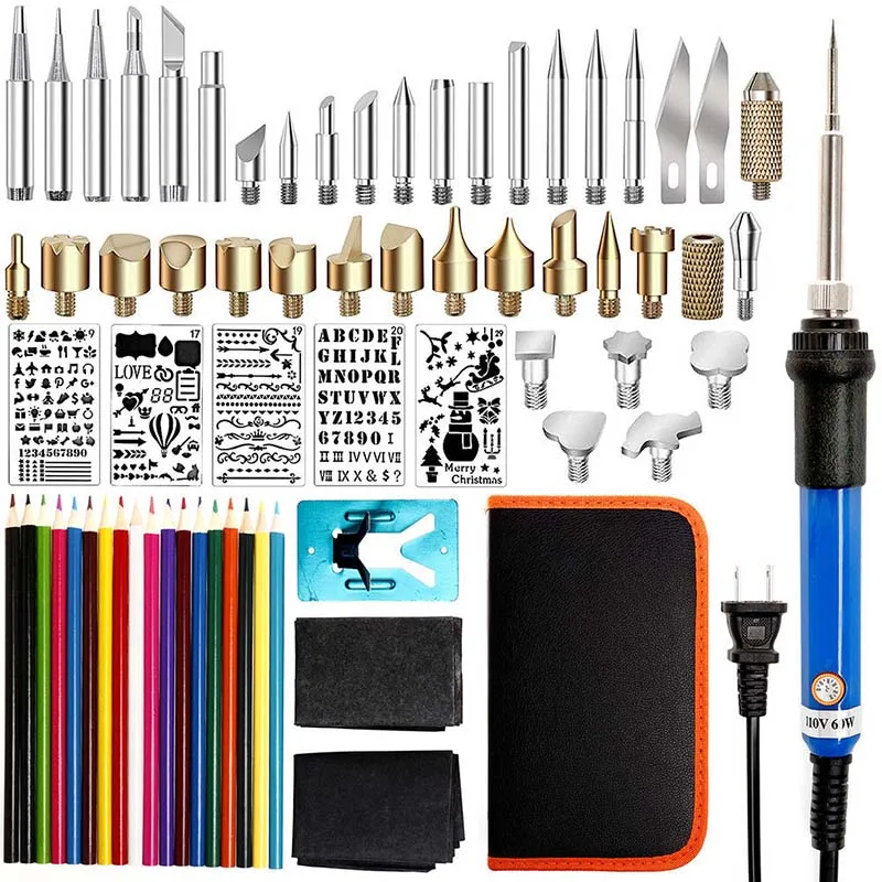 

71pcs 60W Pen Pyrography Solder Iron Tool Kit Set Adjustable Wood Burning Carving Embossing Tool