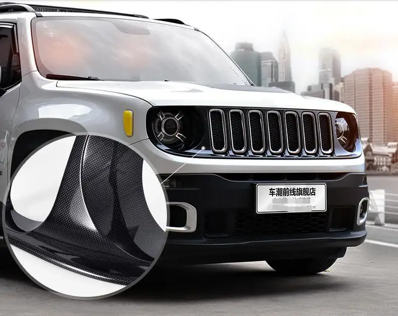

For Jeep Renegade 2016 2017 2018 Carbon fibre ABS Chrome Su Centro Griglia Griglia Copertura del Telaio 1 pz