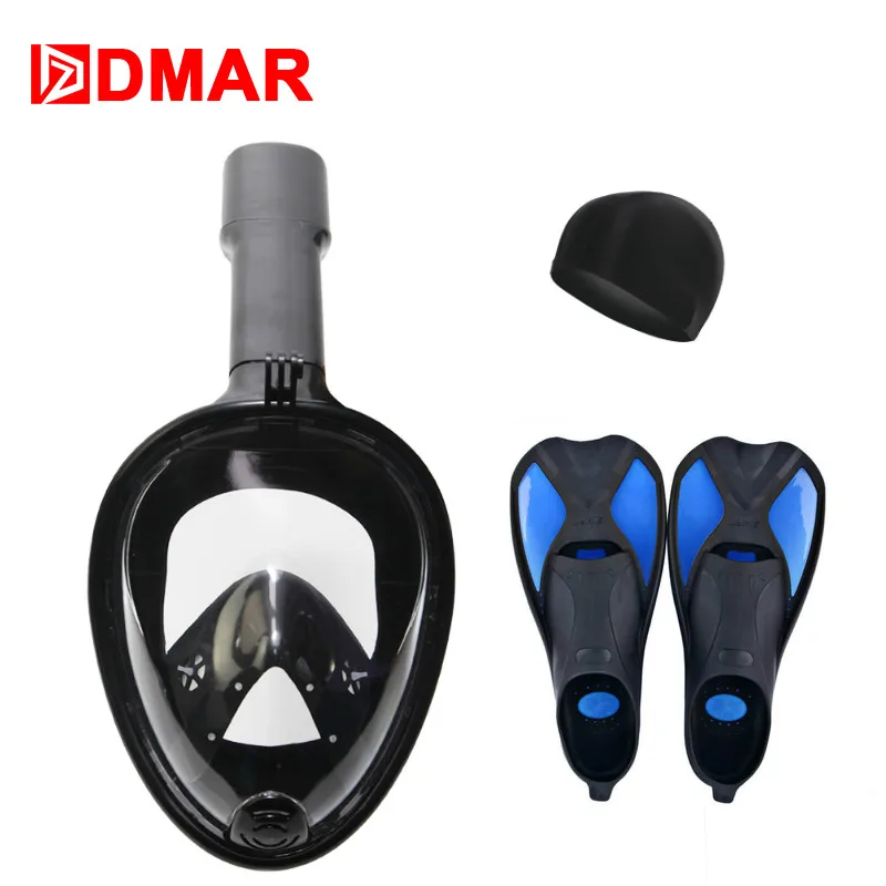 

DMAR Full Face Diving Anti-fog Folding swimming adult Snorkeling Mask and fins Underwater Scuba Glasses Apparatus Training