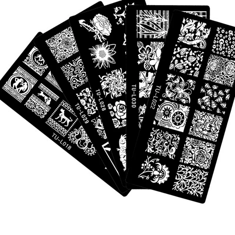 Шаблон для маникюра 6*12 см, штамповочные пластины для ногтей, диски для переноса изображения, шаблон для печати TU-L, инструменты для ногтей DIY 30 шт