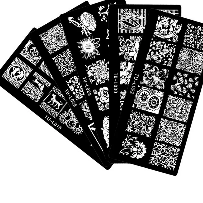 

New Manicure Template 6*12cm nail stamping plates Image Disc Transfer Print TU-L Template DIY nail tools 30pcs
