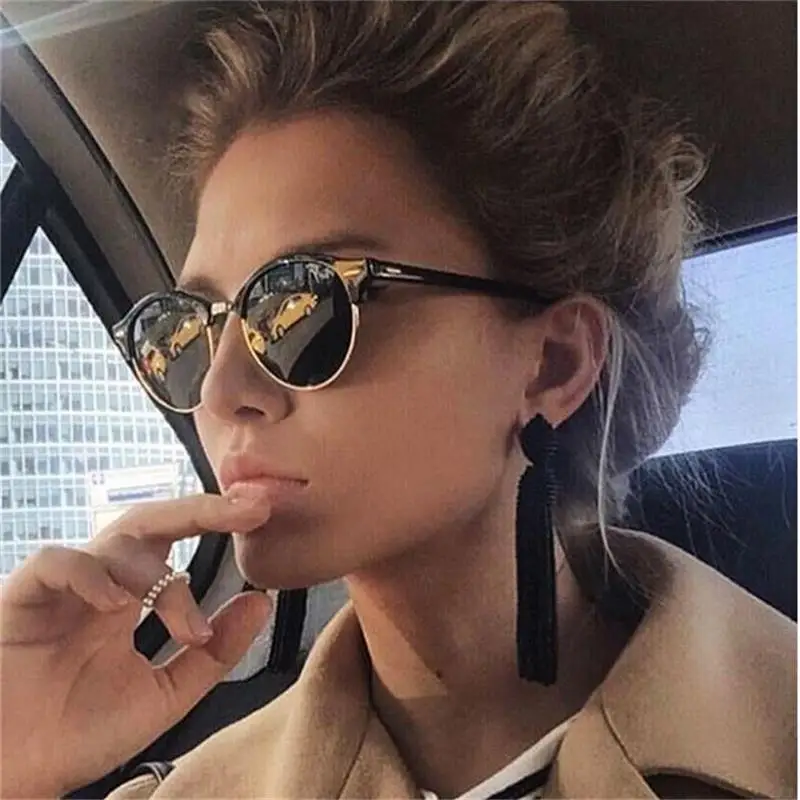 Hot Rays Sunglasses Women Popular Brand Designer Retro men Summer Style Sun Glasses Rivet Frame Colorful Coating Shades