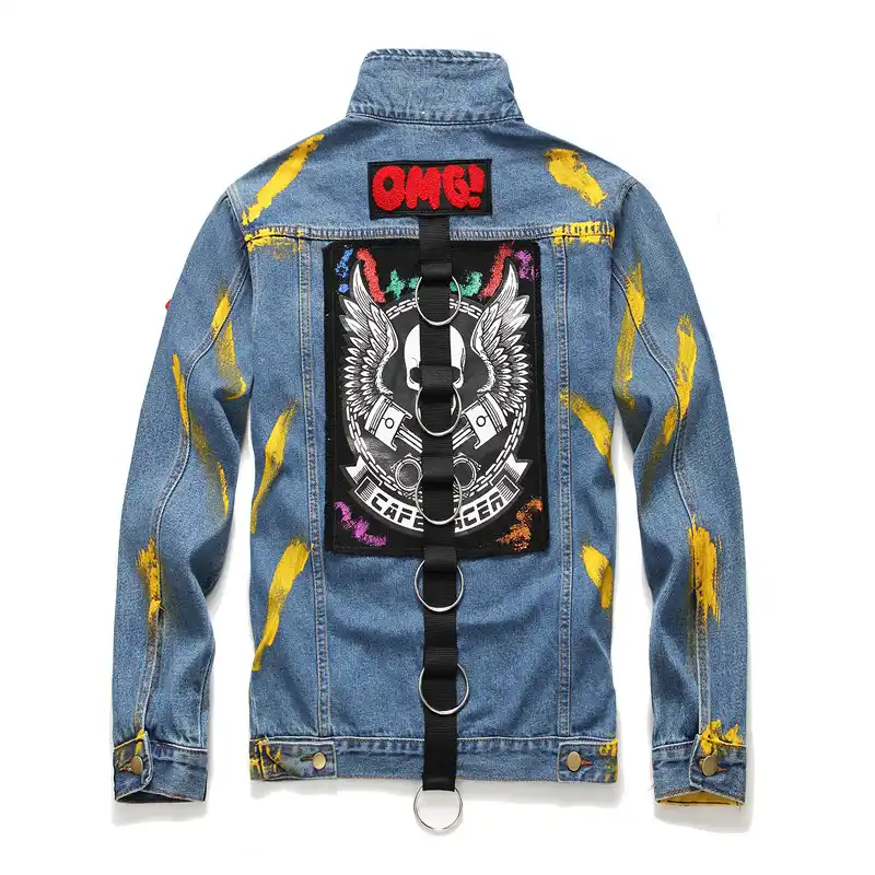 mens painted denim jacket