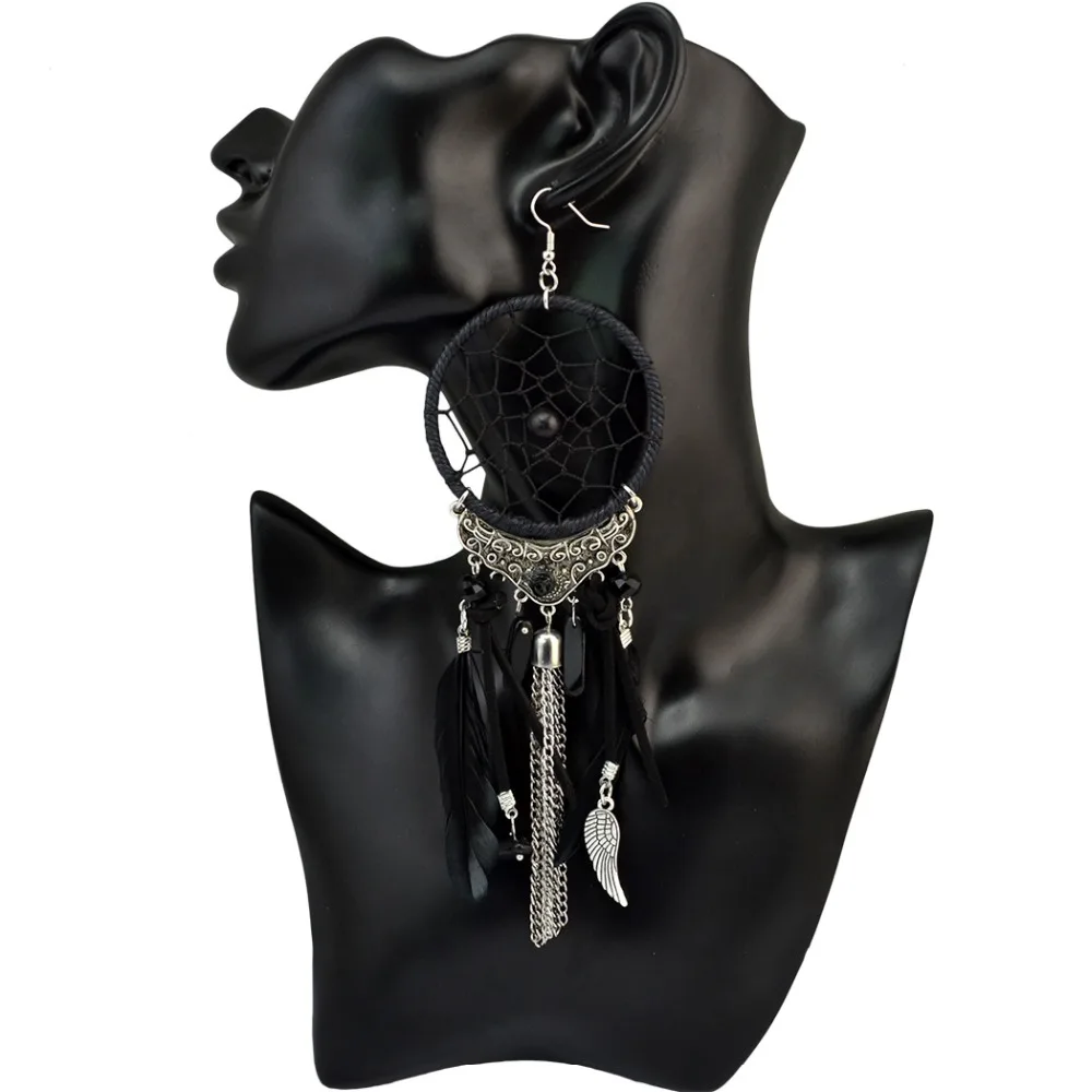  Dream Catcher Big Long Tassel Dangle Earring Bohemian Feather Rope Wrap Drop Earrings Women Ethnic Tribal Jewelry ET7 (19)